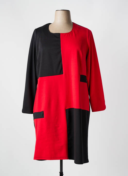 Robe mi-longue manches longues manches longues rouge GUY DUBOUIS femme