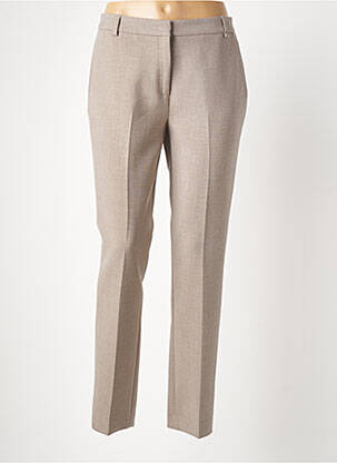 Pantalon droit taille à pinces taille haute marron DEVERNOIS femme
