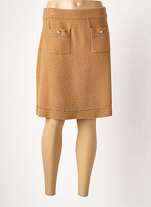 Jupe mi-longue stretch marron LEO & UGO femme