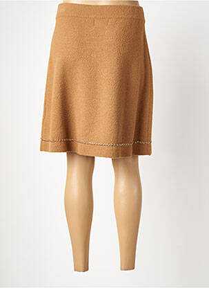 Jupe mi-longue stretch marron LEO & UGO femme