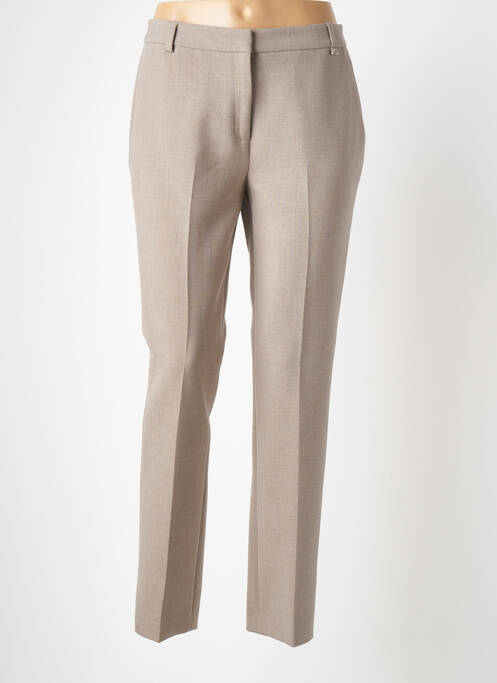 Pantalon droit taille à pinces taille haute marron DEVERNOIS femme