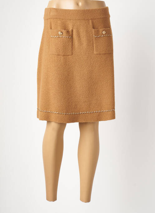 Jupe mi-longue marron LEO & UGO pour femme