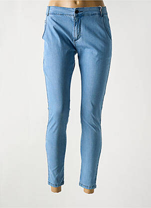 Jeans coupe slim stretch taille normale bleu HBT femme