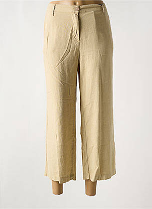 Pantalon 7/8 fermeture zippée sous rabat boutonné taille normale beige PLEASE femme