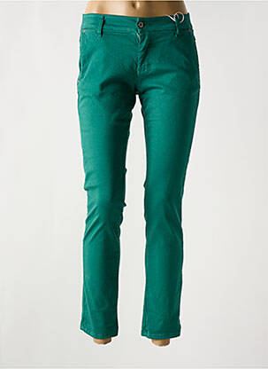 Pantalon 7/8 stretch taille normale vert PLEASE femme