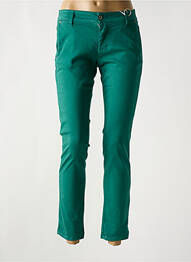 Pantalon 7/8 stretch taille normale vert PLEASE femme
