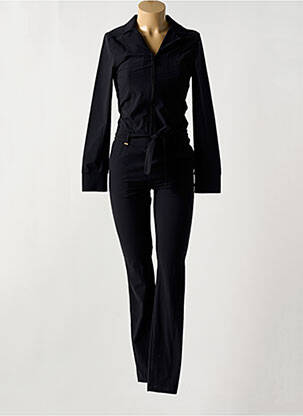 Combi-pantalon col chemisier manches longues noir HBT femme