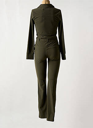 Combi-pantalon col chemisier manches longues vert HBT femme
