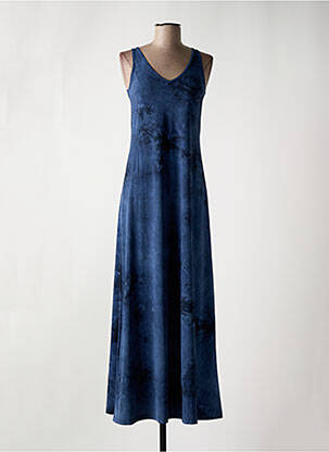 Robe longue imprimé fantaisie sans manche bleu HBT femme