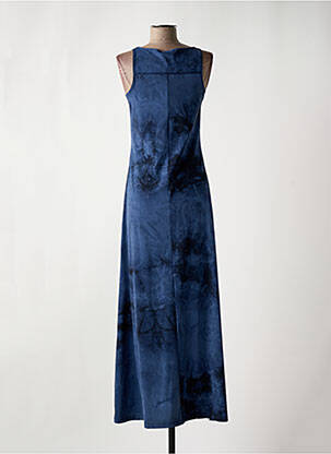 Robe longue imprimé fantaisie sans manche bleu HBT femme
