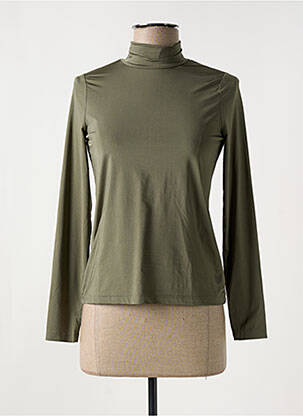 Pull col roulé coupe cintrée manches longues vert HBT femme