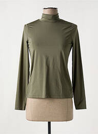Pull col roulé coupe cintrée manches longues vert HBT femme