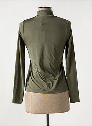 Pull col roulé coupe cintrée manches longues vert HBT femme
