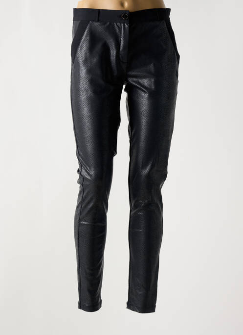 Pantalon slim tissage enduit taille normale noir HBT femme