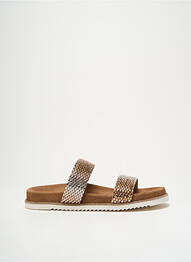 Mules/sabots tissage satiné talon plat jusqu'à 3cm argent CB FUSION femme