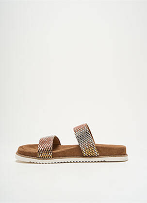 Mules/sabots tissage satiné talon plat jusqu'à 3cm argent CB FUSION femme