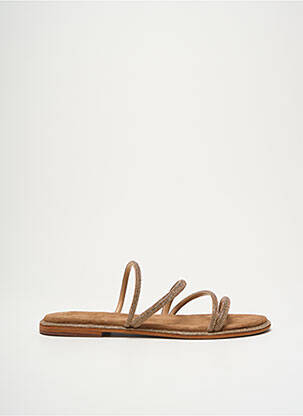 Mules/sabots chiquet talon plat jusqu'à 3cm or CB FUSION femme