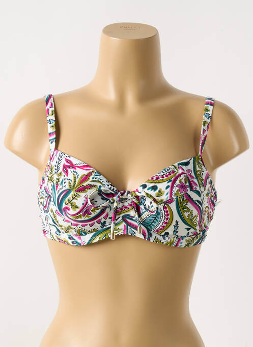 Haut de maillot de bain stretch haut soutien-gorge emboitant blanc CYELL femme