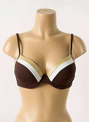 Haut de maillot de bain stretch haut soutien-gorge push-up marron CYELL femme