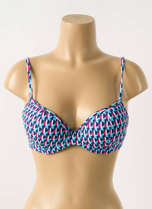Haut de maillot de bain stretch haut soutien-gorge push-up bleu CYELL femme