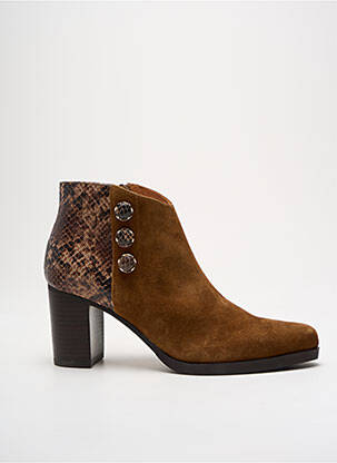 Bottines/boots tissage satiné talon de 7 à 9cm marron MAM'ZELLE femme
