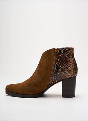 Bottines/boots tissage satiné talon de 7 à 9cm marron MAM'ZELLE femme