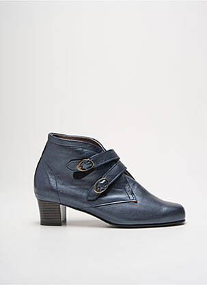 Bottines/boots tissage satiné talon de 4 à 6cm bleu JMG HOUCKE femme