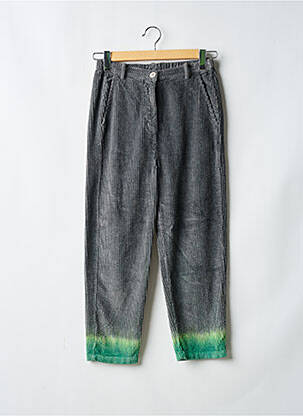 Pantalon droit fermeture zippée sous rabat boutonné gris DROLATIC femme