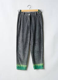 Pantalon droit fermeture zippée sous rabat boutonné gris DROLATIC femme