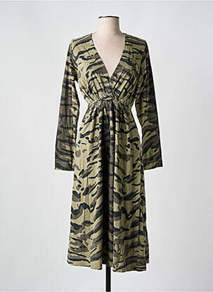 Robe longue manches longues manches longues vert LEON & HARPER femme