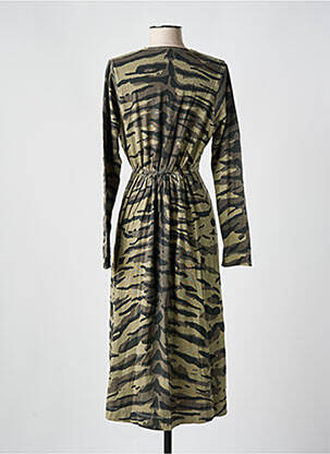 Robe longue imprimé fantaisie manches longues vert LEON & HARPER femme