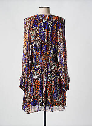 Robe courte manches longues manches longues marron IDANO femme