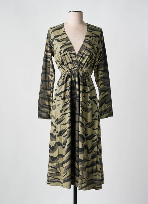 Robe longue manches longues manches longues vert LEON & HARPER femme
