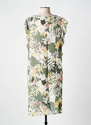 Robe courte coupe fluide manches courtes vert CANAT femme