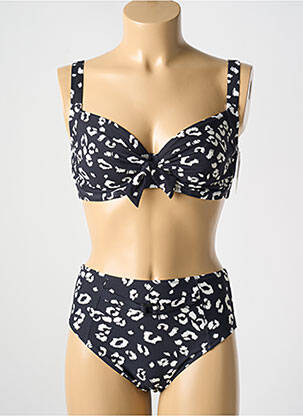 Maillot de bain 2 pièces stretch haut soutien-gorge emboitant noir LIDEA femme