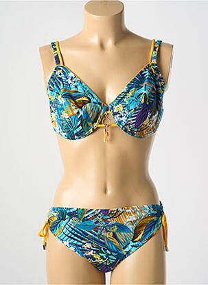 Maillot de bain 2 pièces stretch haut soutien-gorge emboitant bleu LISE CHARMEL femme