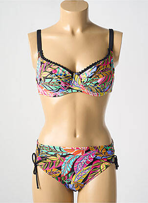 Maillot de bain 2 pièces stretch haut soutien-gorge balconnet noir ANTIGEL femme