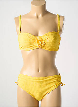 Maillot de bain 2 pièces stretch haut bandeau jaune SIMONE PERELE femme