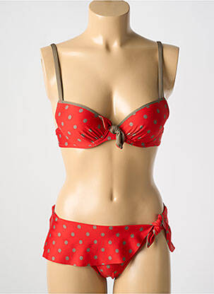 Maillot de bain 2 pièces stretch haut soutien-gorge balconnet rouge ANTIGEL femme