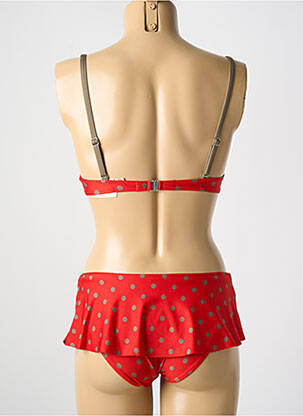 Maillot de bain 2 pièces stretch haut soutien-gorge balconnet rouge ANTIGEL femme