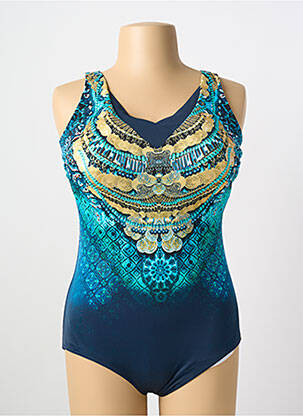 Maillot de bain 1 pièce imprimé fantaisie haut soutien-gorge moulé bleu SUNFLAIR femme