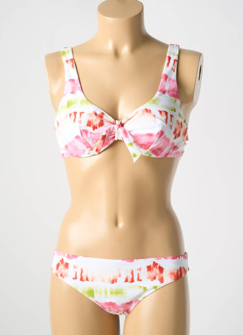 Maillot de bain 2 pièces stretch haut soutien-gorge balconnet blanc PASSIONATA femme