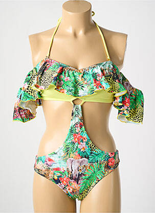 Maillot de bain 1 pièce bretelles élastiquées amovibles haut bandeau vert PHAX femme