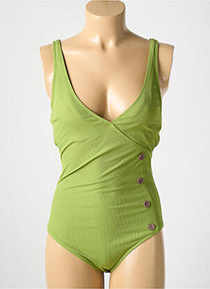 Maillot de bain 1 pièce stretch haut triangles vert CYELL femme