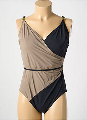 Maillot de bain 1 pièce stretch haut soutien-gorge moulé marron AMORESSA femme
