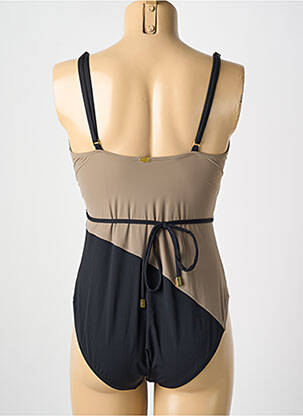 Maillot de bain 1 pièce stretch haut soutien-gorge moulé marron AMORESSA femme