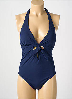 Maillot de bain 1 pièce stretch haut triangles bleu AMORESSA femme