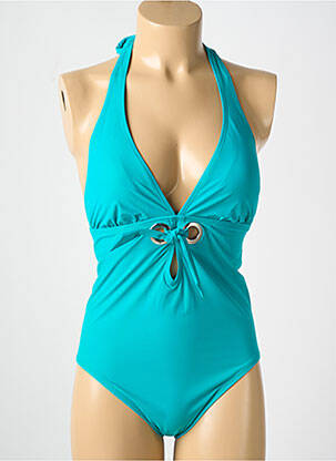 Maillot de bain 1 pièce stretch haut triangles bleu clair AMORESSA femme
