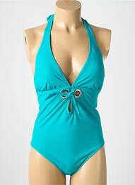 Maillot de bain 1 pièce stretch haut triangles bleu clair AMORESSA femme