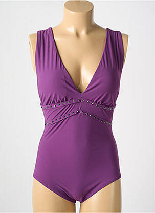 Maillot de bain 1 pièce stretch haut soutien-gorge moulé violet AMORESSA femme